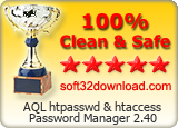 AQL htpasswd & htaccess Password Manager 2.40 Clean & Safe award